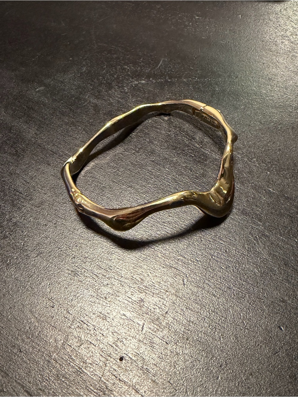 Gold Wavy Sculptural Bangle Bracelet